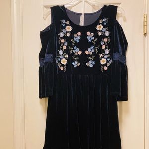 Cottage Core Velvet Girls Formal Dress